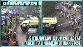 Lalu Lintas Lumpuh Total, Semua Menatap Sedih Melihat Tragedi Truk Terbalik di Sitinjau Lauik