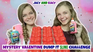 Mystery Valentine Dump It Slime Challenge ~ Jacy and Kacy