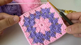 How to Crochet Flower Granny Square Motif / Easy Crochet Baby Blanket Pattern For Beginners