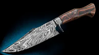 Knife making - Integral Damascus knife with a guard