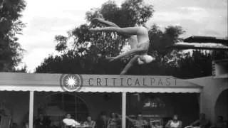 Marjorie Gestring exhibits diving skills in the United States. HD Stock Footage