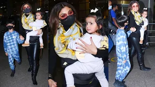 Shilpa Shetty Kundra along with her Kid's Spotted at Mumbai Airport 😍💕🔥📸