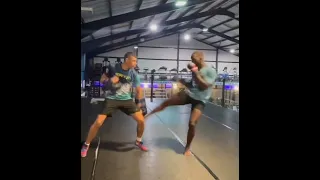 Padwork with Bellator MMA fighter Fabian Edwards. #mma #muaythai #shorts