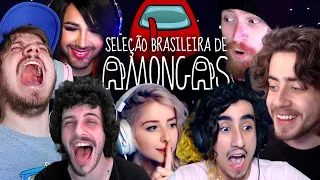 MONTANDO UM TIME "PROFISSIONAL" DE AMONG US | Cellbit, Canella, Defante, Samira, Luba, Felps e Gabi