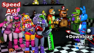 [FNAF C4D SPEED ART] Glamrocks Meeting Toys v2