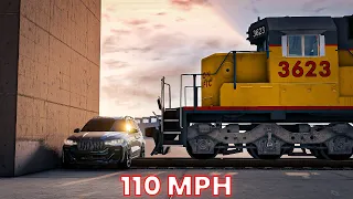 BMW X7 vs TRAIN 💥110 MPH💥 Crash Test - BeamNG.Drive