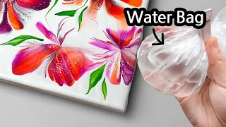 (812) with a Small Water Bag | Fluid Acrylic | Easy Painting for beginners | Designer Gemma77