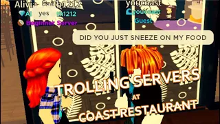MESSING AROUND WITH SERVERS AT COAST V3 | Trolling at Coast Restaurant Roblox