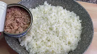 Do you have rice and canned tuna at home?😋2 recipes easy, quick and very tasty