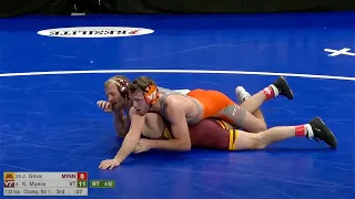 133lbs Korbin Myers (Virginia Tech) maj dec Jake Gliva (Minnesota)