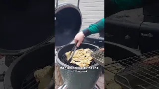 Lemon Pepper Wet wings on the Big Green Egg 🔥 #biggreenegg #wings #lemonpepper #franksredhot