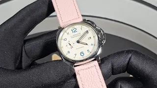 Panerai Strap for 42mm Luminor DUE in Cherry Blossom Pink with Brushed Pin Buckle on PAM00906 4K