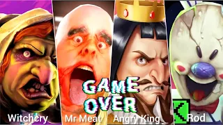 Angry King Vs Witchcry Vs ice scream 6 vs Mr Meat Gameover Ending