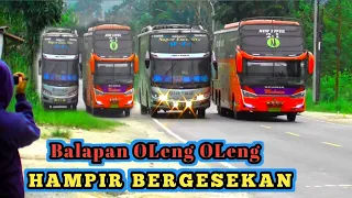 Heboh Balapan Bus Sesama Pelor Sumatera di Jalur Pacu