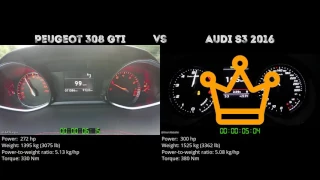 Peugeot 308 GTi vs Audi S3 2016 // 0-100 km/h