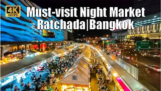 [4K🇹🇭] Bangkok Thailand | Vintage Night Market Walk in Ratchada | Feb 2023 // 60fps