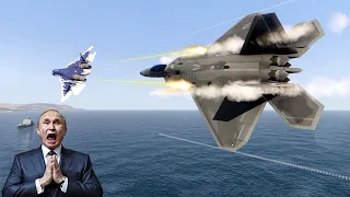 US F-22 Raptor Sortie! Dogfight with Russian SU-57 Fighter Jets