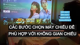 Cách đặt máy chiếu sao cho đúng, đặt máy như thế nào để chiếu được 100inch, 200inch, 300 inch