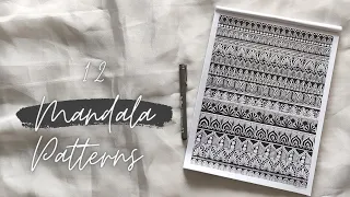 12 mandala patterns || 12 Easy Mandala Patterns For Beginners || 12 zentangle Patterns For Beginners