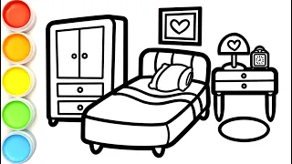 Menggambar dan Mewarnai Kamar Tidur Warna Warni untuk Anak / Bedroom coloring page