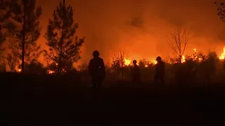 Firefighters battle wildfires in central Portugal