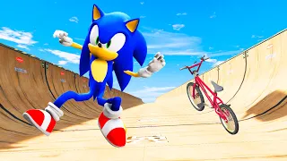 GTA 5 Sonic Mega Ramp Jumps/Fails #2 (Euphoria physics Funny Moments)
