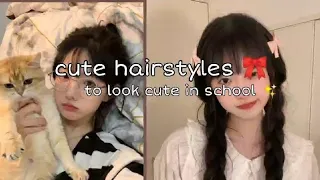 Cute hairstyles for🎀🌺 girls to look cute in school ✨