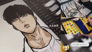 [ASMR] Colouring +(Drawing) my Webtoon Character on iPad