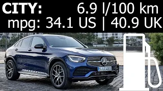 Mercedes GLC 300d coupe: CITY fuel economy consumption real-life test mpg urban l/100 km [1001cars]