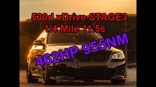 BMW 530d xDrive STAGE 3 462Hp/955Nm Dragy 1/4mile 11.5s 100-200 9.5s