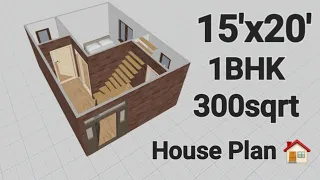 15'x20' house plan | 1bhk low budget plan | 300sqrt cost 3lakh