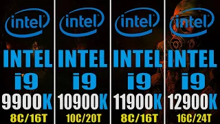 INTEL i9 9900K vs INTEL i9 10900K vs INTEL i9 11900K vs INTEL i9 12900K || PC GAMES TEST ||