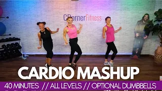 40 MIN ALL LEVEL CARDIO MASHUP WORKOUT WITH OPTIONAL DUMBBELLS