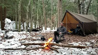 Winter Hot Tent Camping in Onetigris Tegimen | 2 Nights Winter Camping in Nordhouse Dunes, Michigan