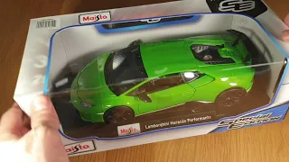 🇧🇷Miniatura de Lamborghini Huracán Performante, MAISTO 1:18, Unboxing.