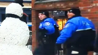 El Hombre de Nieve Espeluznante Es Atacado por la Policía