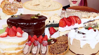 ASMR CAKE PARTY🍰 CHOCOLATE CREAM CAKE DESSERTS MUKBANG 케이크 먹방 모음 🍫초코케이크, 딸기 케이크 디저트 eating sounds