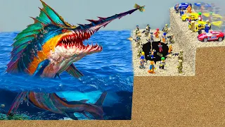 Giant Swordfish Sea Monster Attack Lego Army Cause Tsunamis, Dam Break, Floods | LEGO FLOOD Action