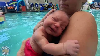 Baby Monet Swims @ 5 Days Old - Her first BORN-TO-SWIM EXPERIENCE  SmartFishAcademy.com