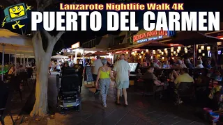 Puerto del Carmen Nightlife Lanzarote - Canary Islands Spain - 4K Walking Tour