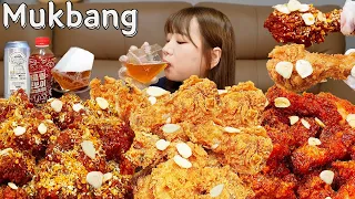 Sub)Real Mukbang- 3 Flavors of Garlic Chicken 🍗 Beer 🍺 Lemon Drink🍋 Spicy Chicken 🔥 ASMR KOREAN FOOD
