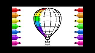 Hot Air Balloon Coloring Book - Drawing and Coloring Rainbow Balloon for Kids | Kid Coloring TV