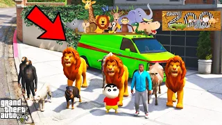 Franklin and Shinchan Open a new Zoo OR Come A Big Lion IN GTA V