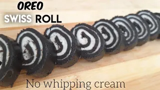 Oreo Biscuit Swiss Roll / No Whipping Cream Swiss Roll / Oreo Recipes