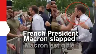 French president Macron SLAPPED on the FACE HARD