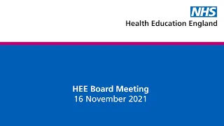 HEE Board Meeting - 16th November 2021