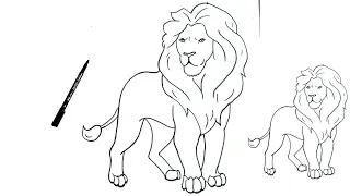 How to draw a Lion easily /Easy wild animal drawing for kids/Carnivores