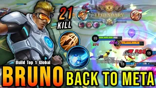 21 Kills!! New Buff? Bruno is BACK TO META!! - Build Top 1 Global Bruno ~ MLBB