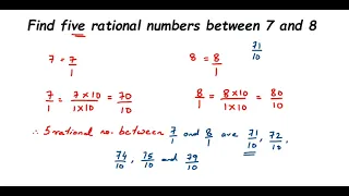 Find five rational numbers between 7 and 8