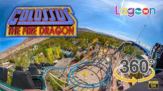 5K VR 360 Colossus the Fire Dragon Roller Coaster On Ride Ultra HD POV Lagoon